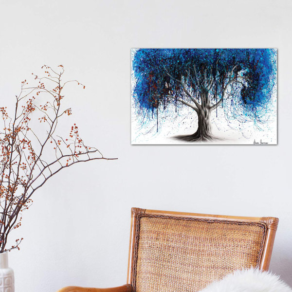 Latitude Run Blue Moonlight Tree by Ashvin Harrison Wrapped Canvas Graphic Art Wayfair.co.uk